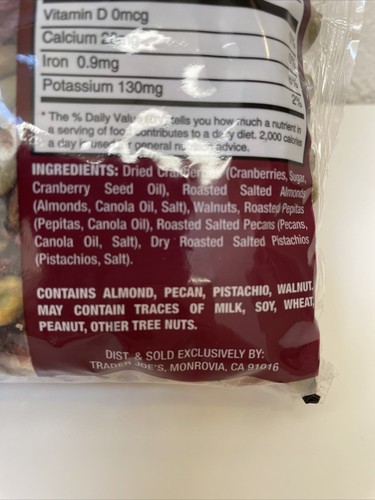2 Packs Trader Joe's Omega Trek Mix Dried Cranberry Roasted Nut Blend 12 OZ Each - Picture 7 of 9