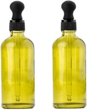 2Pcs 100ml Olive Green Glass Essential Oil Dropper Bottles