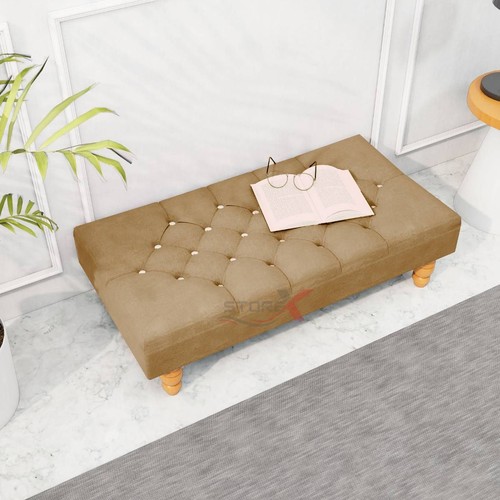 Extra Large Chesterfield Footstool Coffee Table DeepButtoned Upholstered Ottoman - Picture 5 of 41