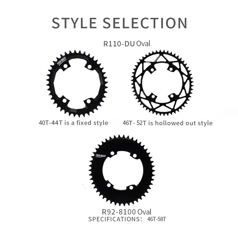 110 BCD 4 Bolts Bicycle Hollow Chainring Road Bike Narrow Wide Oval Chainwheel - Image 3 of 4