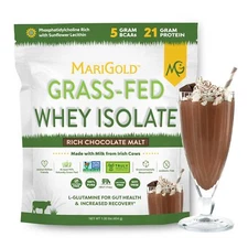 MariGold Grass-fed Whey Protein Isolate Powder - Rich Chocolate Malt Flavor -...