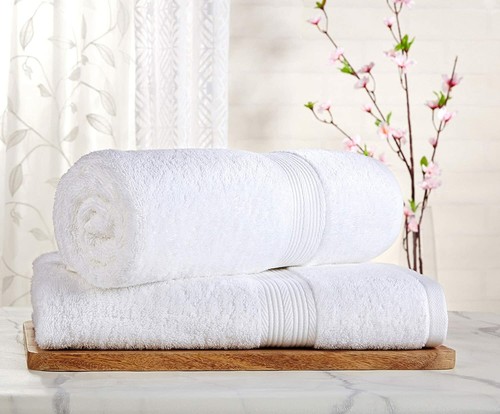 Cotton 2 Piece Bath Towel Set White - Picture 3 of 3