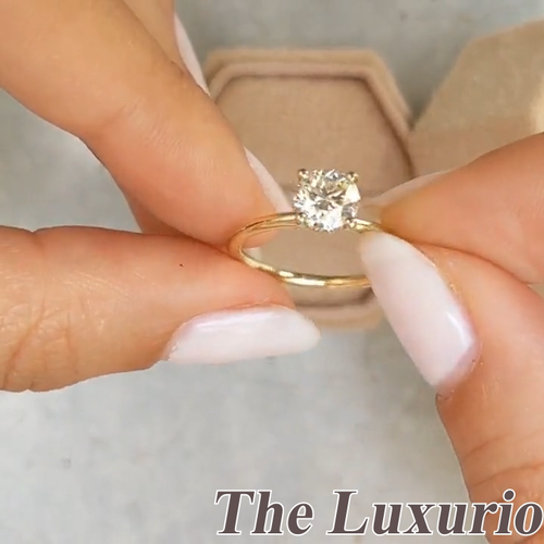 Genuine Diamond 0.15 Carat Semi Mount Hidden Halo Setting Ring 14k Yellow Gold - Video 1 of 1