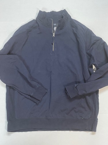 SAKS FIFTH AVENUE MENS SZ XXL DARK BLUE PULLOVER COTTON SPANDEX NICE COND - Picture 1 of 11