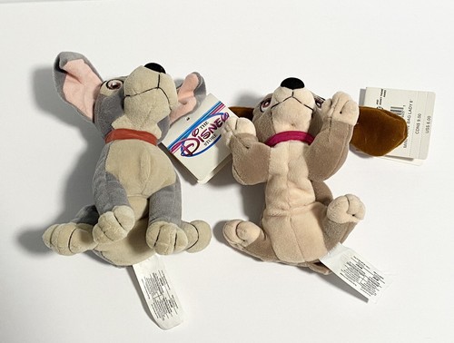 Lady & The Tramp 8" Bean Bag Peluche Disney Store Cane Vintage Lotto X 2 - Foto 5 di 9