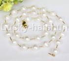 freshwater pearls beads string necklace j12693 Long natural 24" 12mm round white