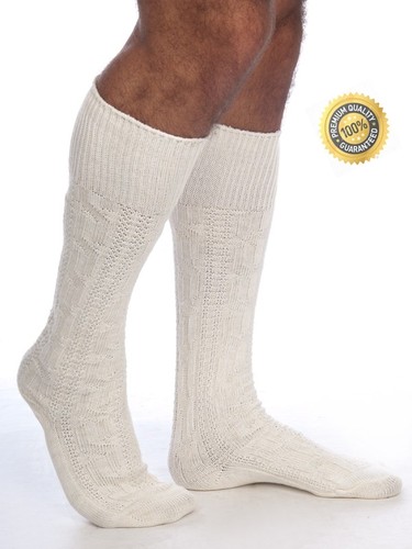 Mens White Bavarian Oktoberfest Socks Causal Lederhosen Socks Pairs White