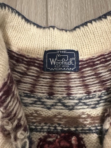 Woolrich Vintage Strickjacke Pullover Gr. Medium Damen Blau Fair Isle Wolle Mohair - Bild 2 von 6