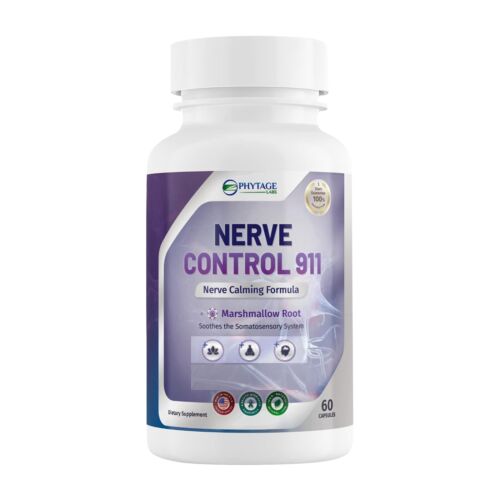 3X Phytage Labs Nerve Control 911 integratore per la salute dei nervi a base vegetale, 60 capsule - Foto 2 di 9