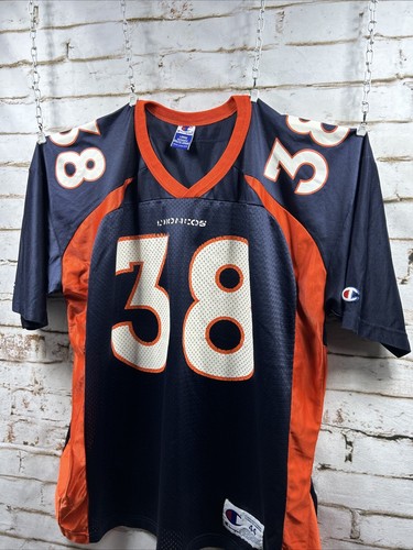 Camiseta de fútbol americano vintage Mike Anderson #38 de los Denver Broncos NFL para hombre talla L 48” - Imagen 8 de 13