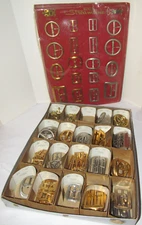 VINTAGE 1960s-70s BUCKLE STORE DISPLAY WITH EXTRA BUCKLES! BRASS & SILVER COLOR!