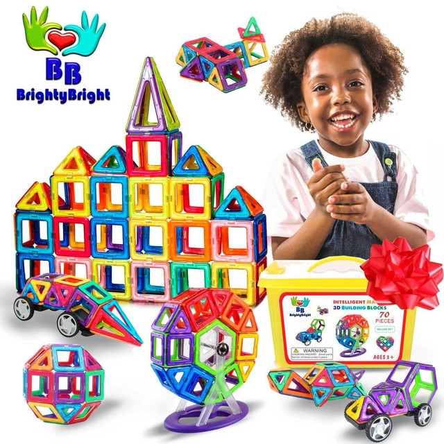 3D Magnetic Toys 64PCS Set Magnetic Building Blocks Tiles Boys Girls Gift