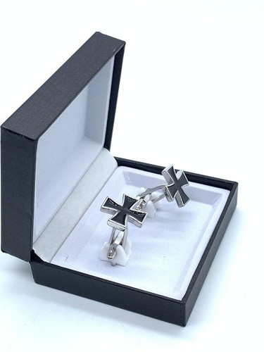 Templar Cross Black Set Cufflinks Business Wedding Dress Shirt free gift box #8 - Picture 7 of 10