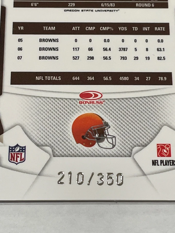Reliquia de fútbol americano Leaf Rookies & Stars Longevity 2008 - Derek Anderson - Browns Foto 3 de 3