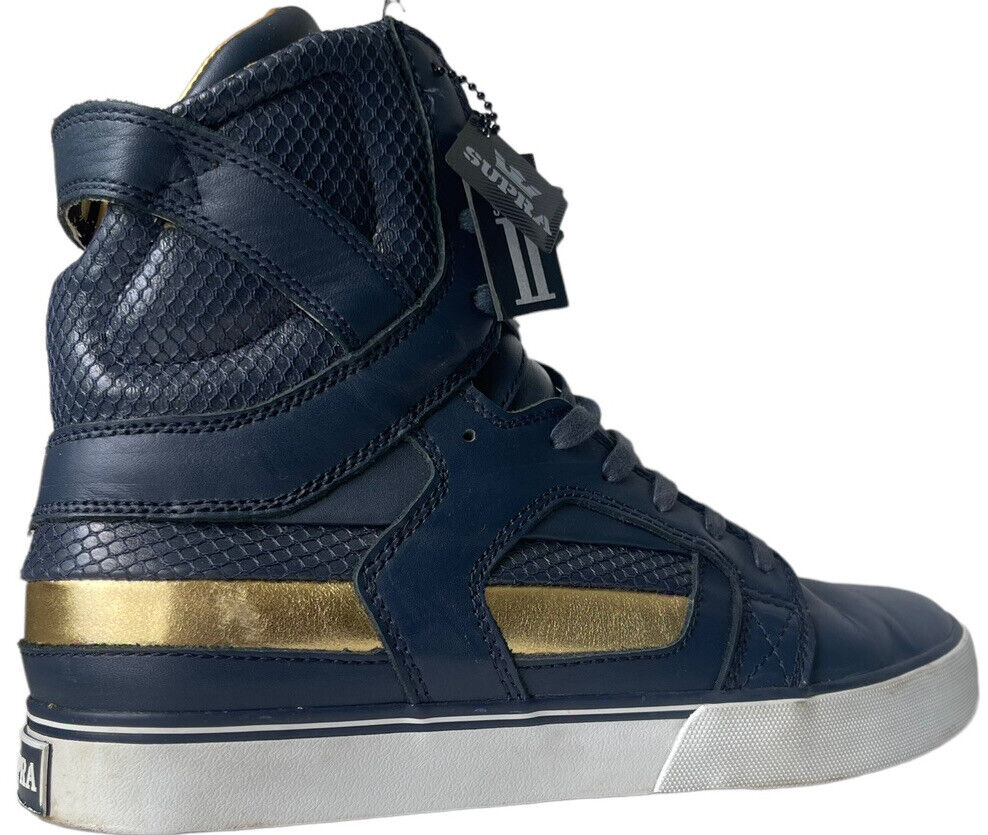 Supra Skytop Muska 2 Factory 413 Sneaker Mens size 10 Navy Gold Leather Hi  Tops