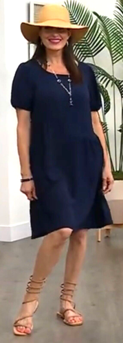 NEW Nina Leonard PLUS SZ 2X Textured Wave Bubble-Sleeve Dress BLUE - Picture 10 of 12