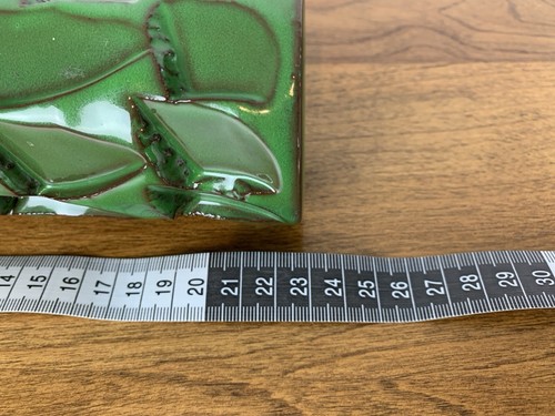 Signed Japanese Emerald Green Vase Textured Indented Stamped Heavy Vtg OOAK - Picture 12 of 14