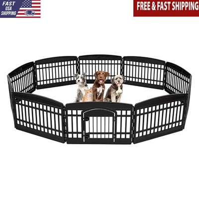 24in Durable 10-Panel Pet Playpen W/ Door Easy Assembly Indoor Outdoor Safe Pets