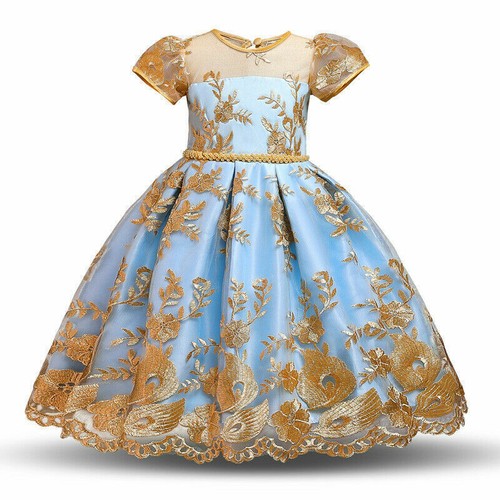 Kids Flower Girls Bridesmaid Dress Baby Party Lace Bow Wedding Dresses Princess - Picture 64 of 126