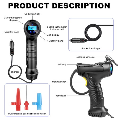 Car Air Tire Pump Inflator Compressor LED Digital Electric Portable 150PSI 12V - Picture 3 of 8