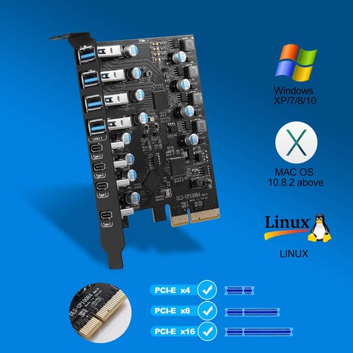 Carte d'extension USB 3.2 10 Gbps 8 Ports USB PCI Express Card pour PC de Bur... - Photo 6/7