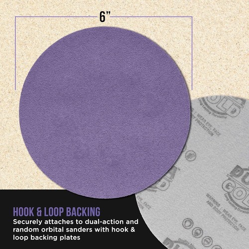 Dura-Gold Premium 80 Grit 6" Purple Film Ceramic Sanding Discs, Box of 50 - Picture 3 of 6