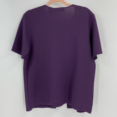 Sag Harbor Womens Twofer Sweater Purple Short Sleeve Tight Knit Stretch M - Picture 2 of 4
