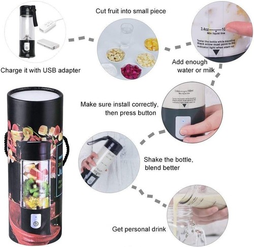 USB Rechargeable Travel Juicer Cup - Smoothies and Shakes - 13.5Oz Black - Picture 6 of 11