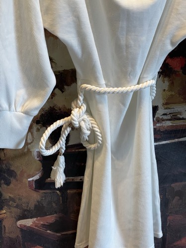 Vestido Forever 21 Manga Larga Tejido Acanalado Cinturón Contemporáneo Marfil Talla M Nuevo con Etiquetas - Imagen 10 de 16