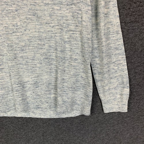 Ann Taylor Loft Mujer Suéter L Beige Azul Pulóver Tweed Lino Mezcla Relajado - Imagen 3 de 10