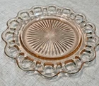 Vintage  Luncheon Plate Lace Edge Pink by Anchor Hocking Depression Era Glass