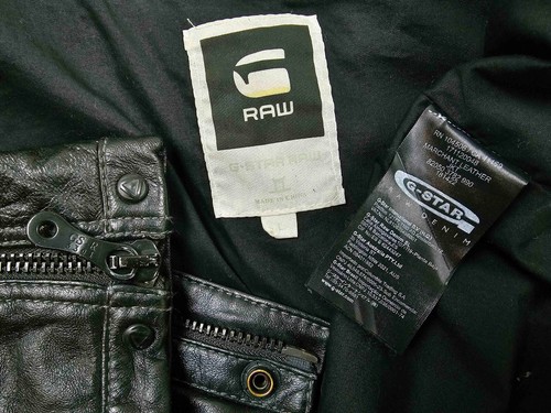 HOT Men's G STAR RAW DENIM @ MARCHANT BIKER Slim BLACK LEATHER Jacket L (*Fit M) - Picture 6 of 17
