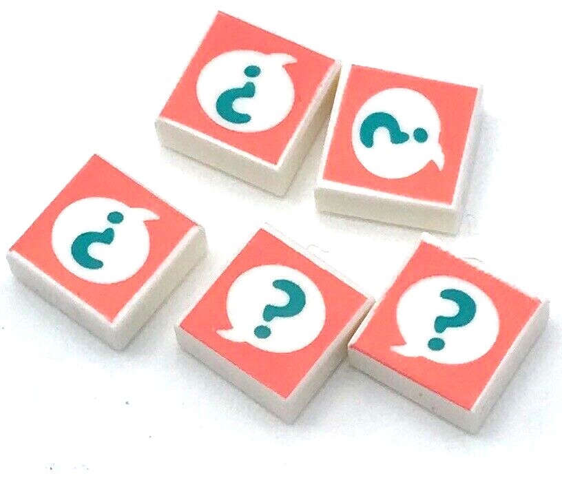 Tile Questions Mark Lego 5 New White Tiles 1 x 1 with Groove Dark Turquoise Question Mark ...
