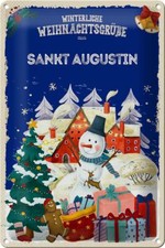 Blechschild Weihnachtsgrüße aus SANKT AUGUSTIN Geschenk Deko tin sign 20x30 cm