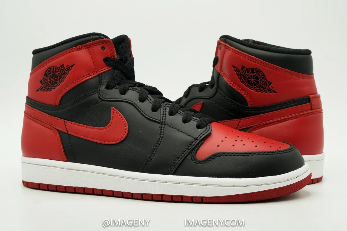 AIR JORDAN 1 I RETRO HIGH OG USED SIZE 8 BRED BLACK VARSITY RED 555088 023
