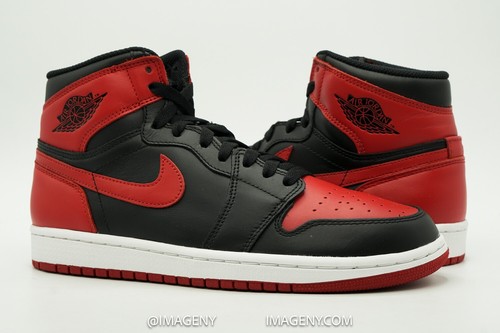 AIR JORDAN 1 I RETRO HIGH OG GEBRAUCHT GRÖSSE 8 GEZÜCHTET SCHWARZ VARSITY ROT 555088 023