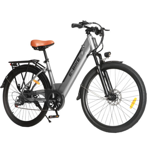 E-bike 26" 750W Electric Bike Bicycle w/Lock Fat Tire Mountain Snow E-bike Grey - Picture 6 of 15