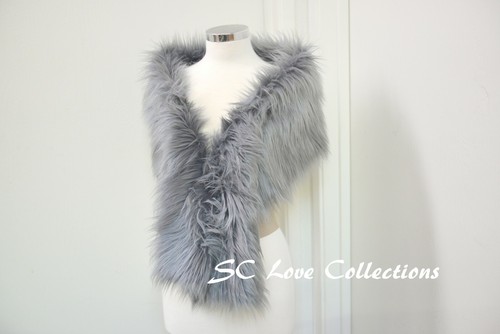 Envolturas de boda de lujo gris liso imitación piel visón suave 12" x 60"  - Imagen 2 de 3