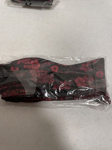 HISDERN Mens Floral Red Suspenders Strong 6 Clips Y-Back Adjustable Bow Tie - Picture 3 of 7