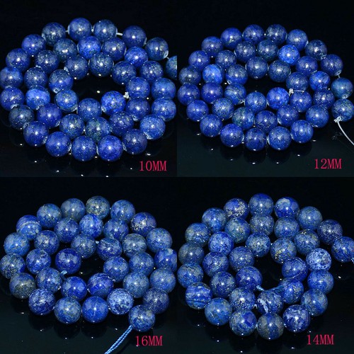 4mm-20mm Real Natural Blue Lapis Lazuli Round Gemstone Loose Beads 15" AAA+ - Picture 10 of 12