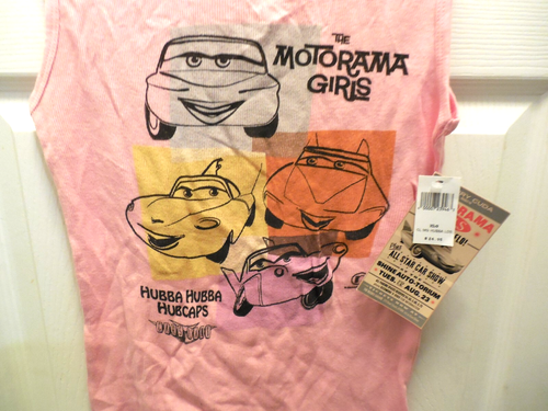 Disney Parks Motorama Cars Movie Girls Pink Shirt Retro Size XL tight New Tags - Picture 2 of 8