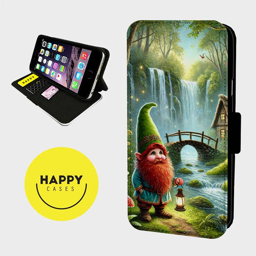 Wichtel Gonk Secret Waterfall - Kunstleder Klapp Handy Hülle Cover - iPhone/Samsung - Bild 1 von 5