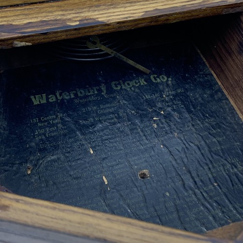 ATQ Dated 1917 Waterbury USA Hand Carved Oak Wood 23" Regulator 8 Day Wall Clock - Picture 10 of 24