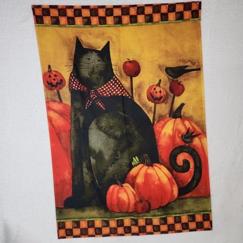 Halloween Folk Black Cat Primitive House Flag by Toland 27" x 39" EUC - Picture 8 of 9