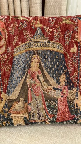 Mon Seul Desir French Tapestry Cushion Cover 19x19 Decorative Pillow Case Couch - Video 1 of 1