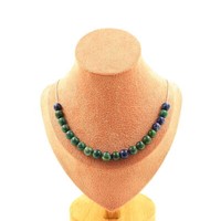 Steine Und MinéRaux. Halskette 20 Perlen Azurit Chrysocolla 8 Mm. Kette In Caie