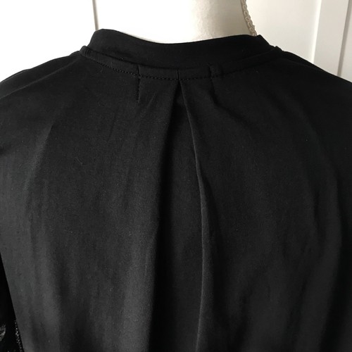 Black Eyelet Ruffle Short Sleeve Tee, Cotton blend, Medium - Picture 6 of 9