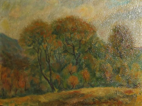 VINTAGE IMPRESSIONIST OIL PAINTING LANDSCAPE FOREST SIGNED