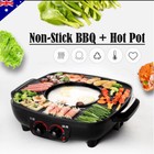Electric BBQ Hot Pot Pan Plate Shabu Oven Grill Boil Cook Barbecue Smokeless