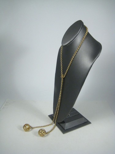 Goldtone Vintage Chain Necklace 44 inch Openwork Orb Pendants Sautoir - Picture 6 of 9